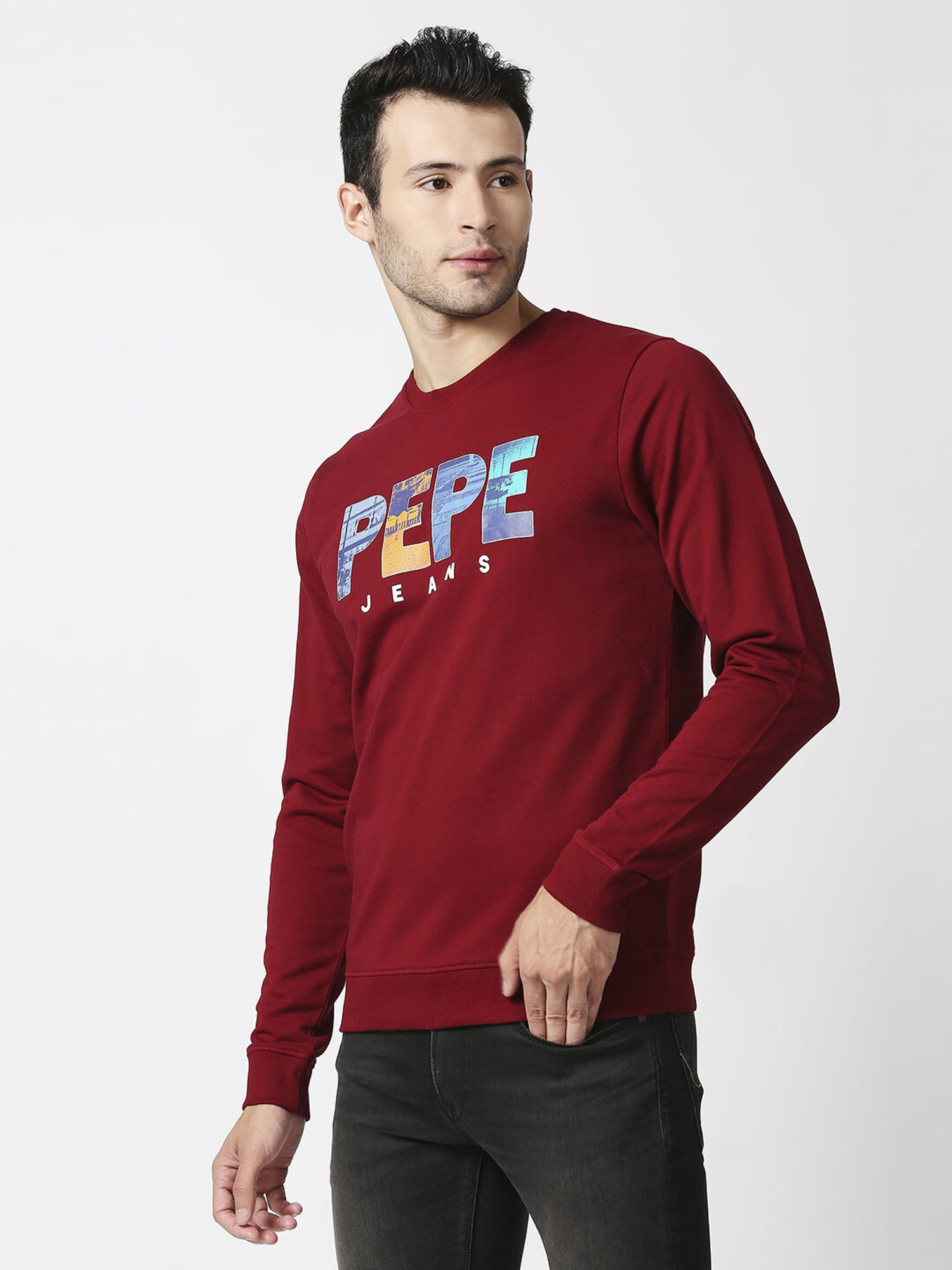 Pepe Jeans Red Cotton Regular Fit Printed Sweatshirts