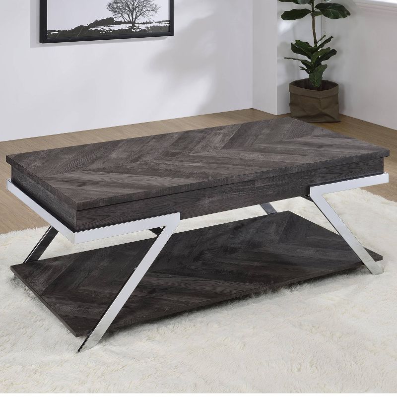 Roma Lift Top Cocktail Table Metal and Wood Dark Gray - Steve Silver Co.