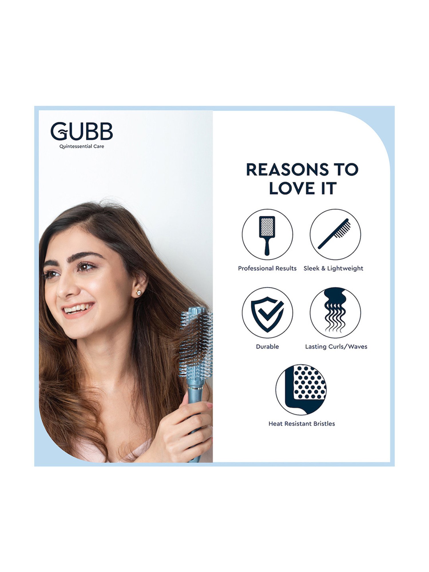 GUBB Round Brush for Hair Styling & Blow Drying, Round Hair Brush - Styler Range