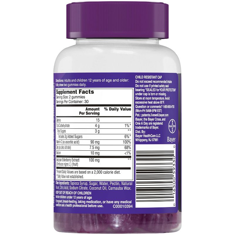 One A Day Elderberry Gummy Supplements - 60ct