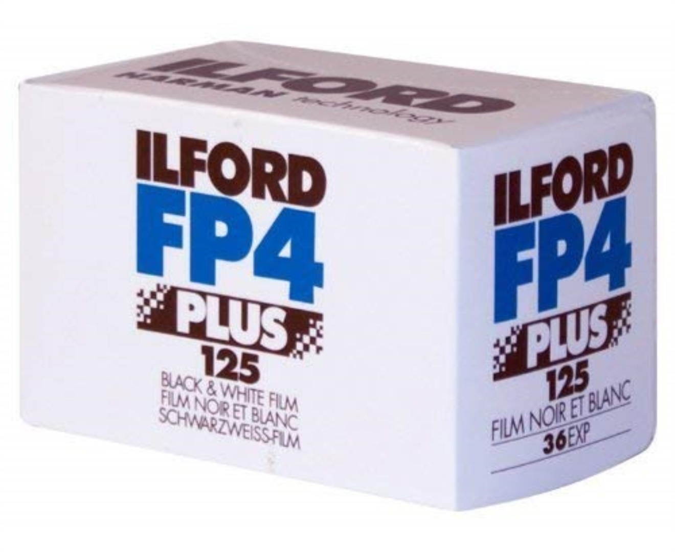 four pack of ilford fp4 plus 35mm black & white negative film 36 exp