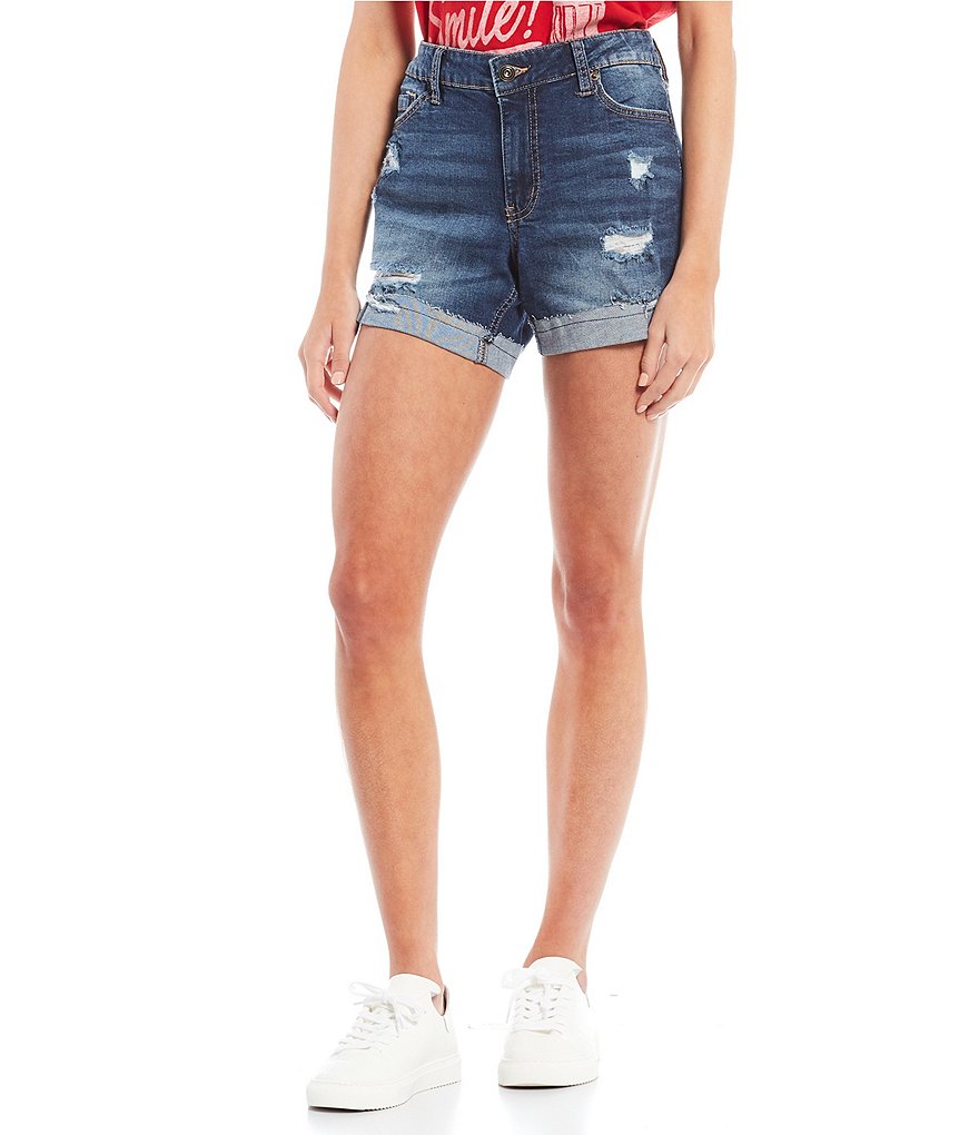 Celebrity Pink Mid-Rise 5#double; Inseam Frayed Flip Cuff Shorts