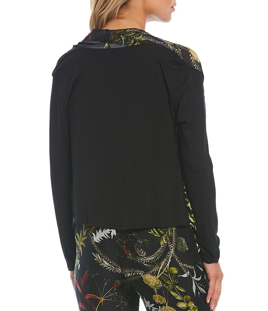 M Made in Italy Floral Print Silk Long Sleeve Cardigan