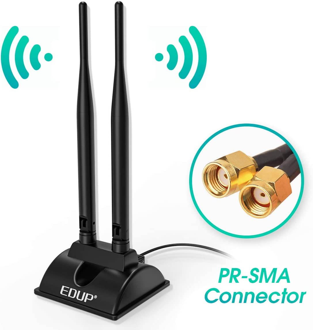 Dual Band WiFi Network Antenna 6dBi with RP-SMA Female Connector, AC 2.4GHz 5GHz Antennas with Magnetic Base Work with PCI-E Wi-Fi Network Card USB WiFi Adapter Wireless Router Extender IP Camera