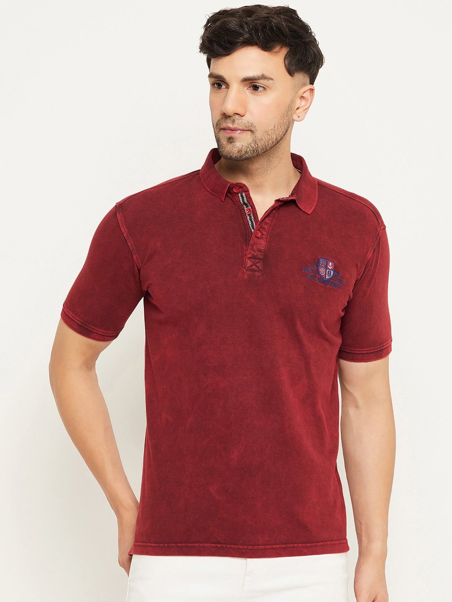 Club York Maroon Regular Fit Polo T-Shirt