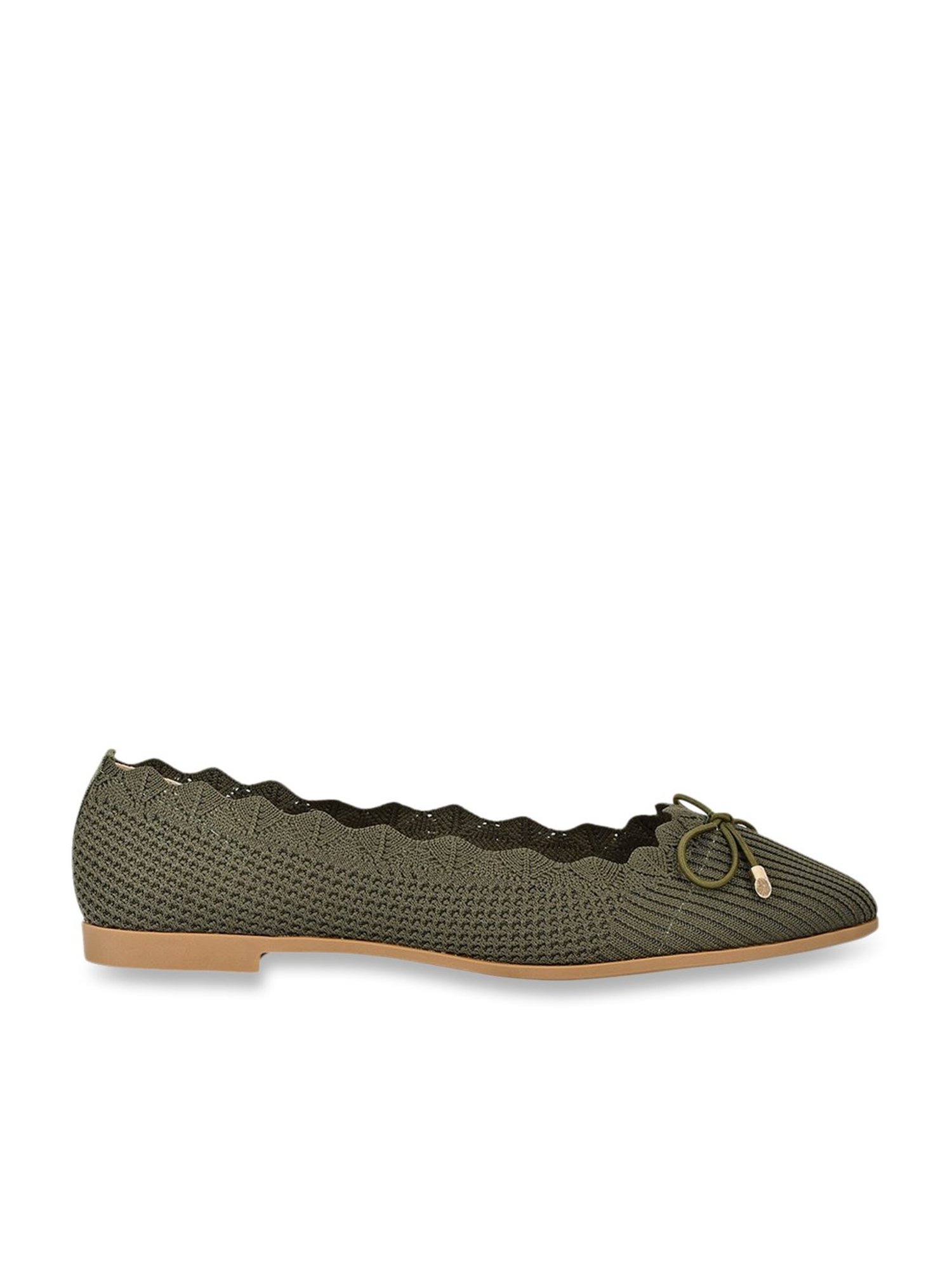 Jove Women's Olive Green Flat Ballets