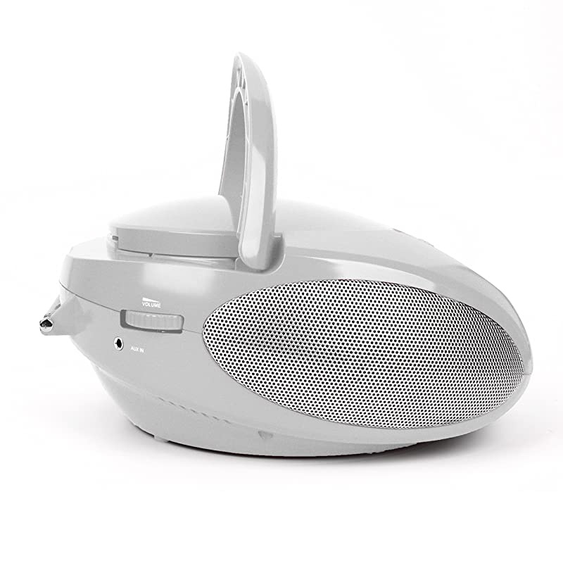 CD player Boombox Portable silver AuxIn CD Boombox AMFM Radio For Assured Amusement
