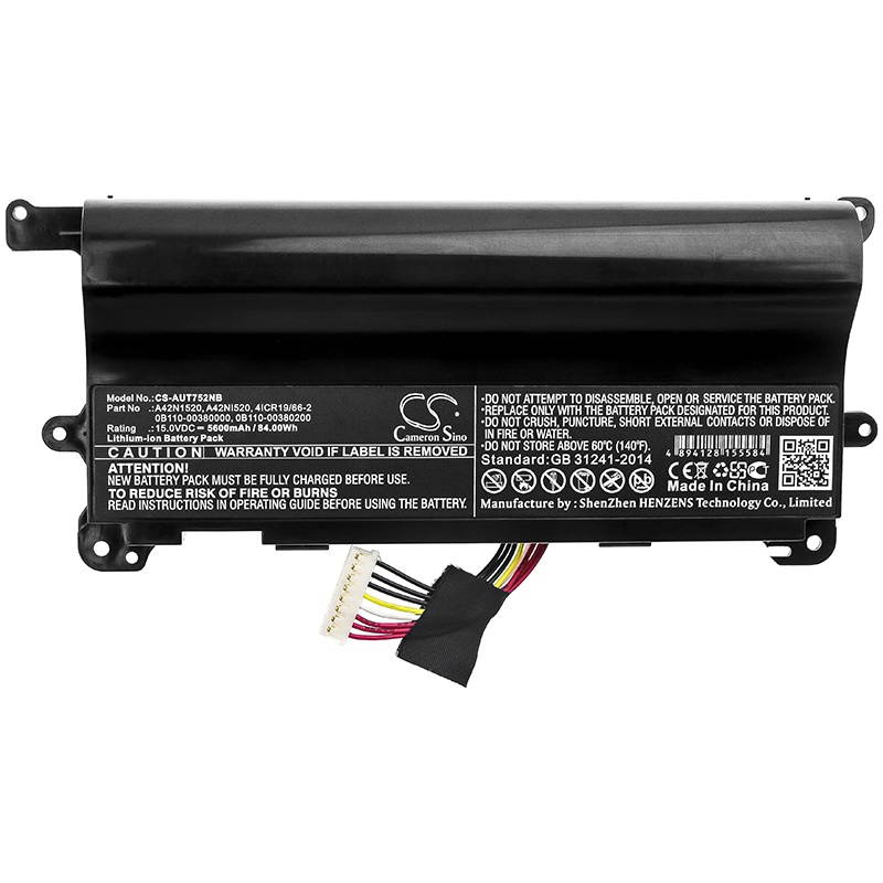Battery Replacement for Asus G752VS-GC003T A42NI520 4ICR19/66-2 0B110-00380000 A42N1520 0B110-00380200