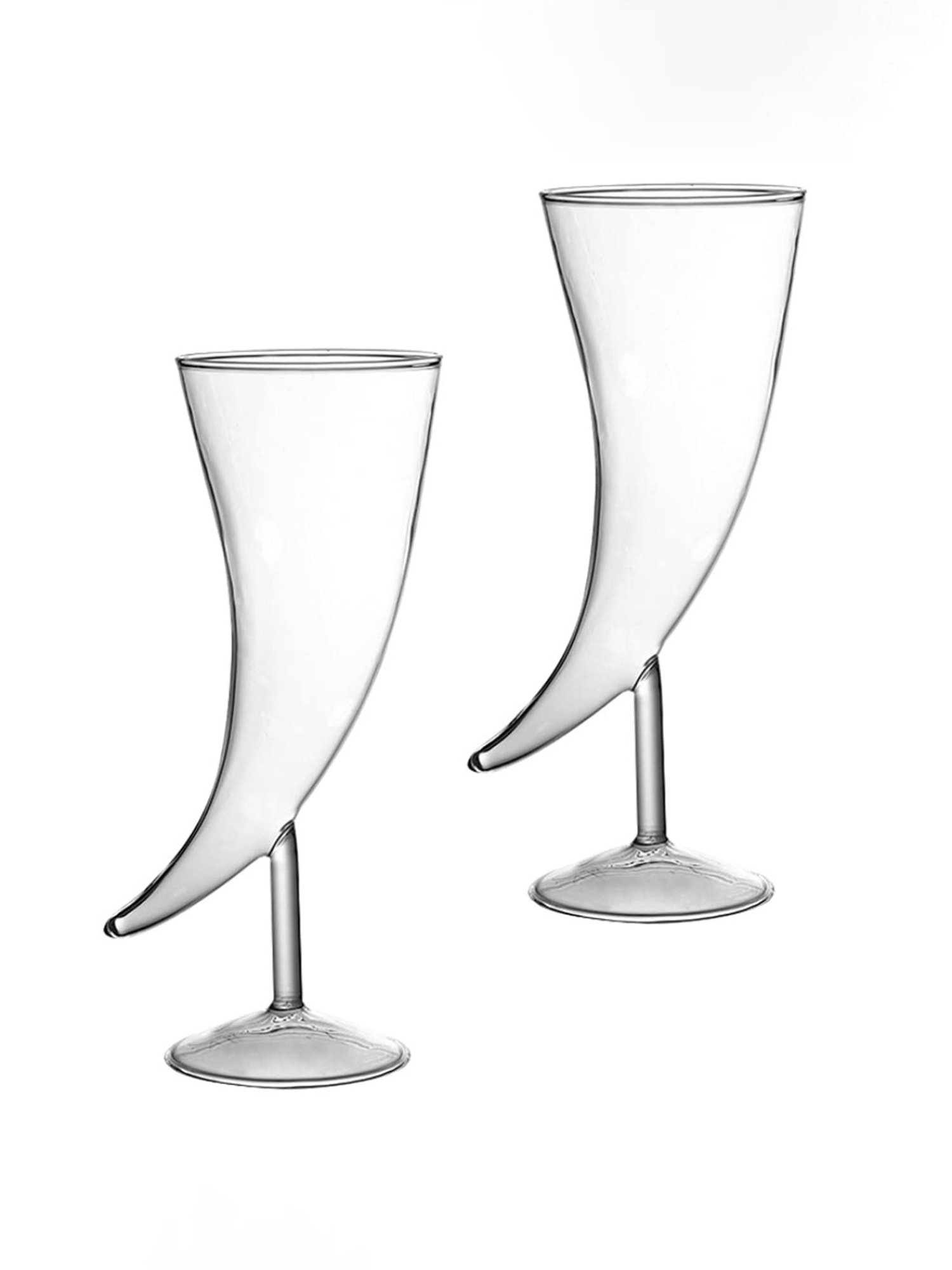 Melbify Horn Shaped Transparent Horn Shaped Cocktail Glass 250ml