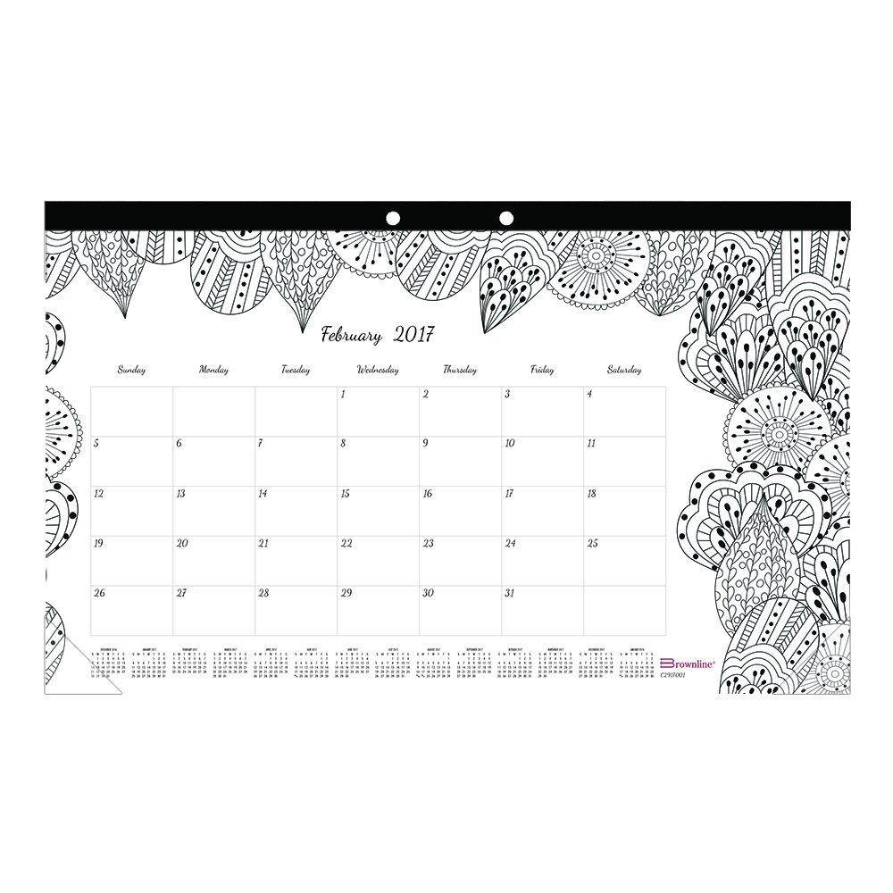 Blueline C2917001 Doodleplan Desk Calendar W/Coloring Pages, 17 3/4 X 10 7/8, 2017