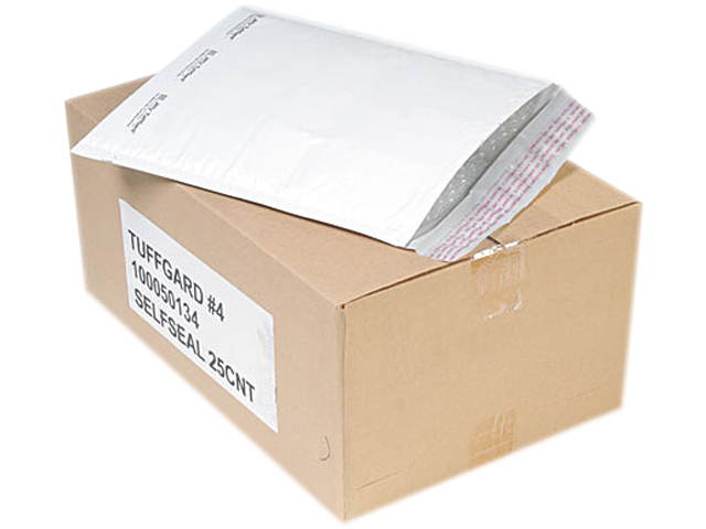 Sealed Air 49675 Jiffy TuffGard Self-Seal Cushioned Mailer, #4, 9 1/2 x 14 1/2, White, 25/Carton