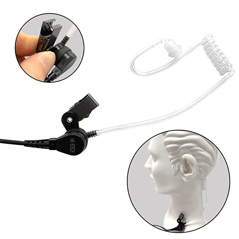 QHM01 35mm ListenONLY HeavyDuty Surveillance Earpiece Includes earmolds and Earbud with Clear Acoustic Coil Tube for TwoWay Radios Transceivers and Radio Speaker Mics Jacks