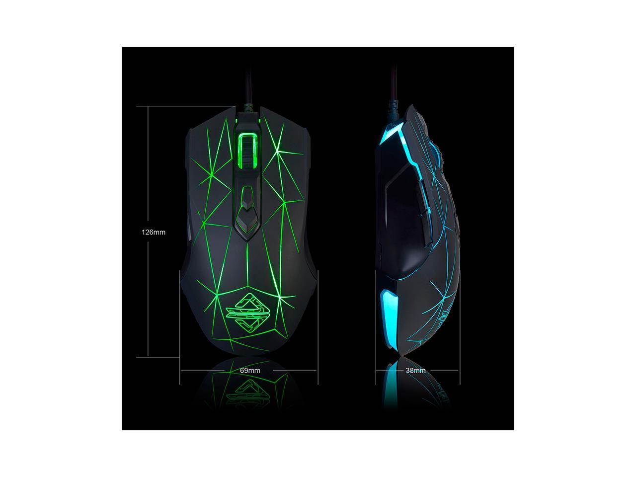 Ajazz AJ52 Watcher RGB Backlit Ergonomic Gaming Mouse, 2500 DPI A5050 7 Programmable Buttons Wired Gaming Mice for Windows Mac OS Linux, Competitor Black