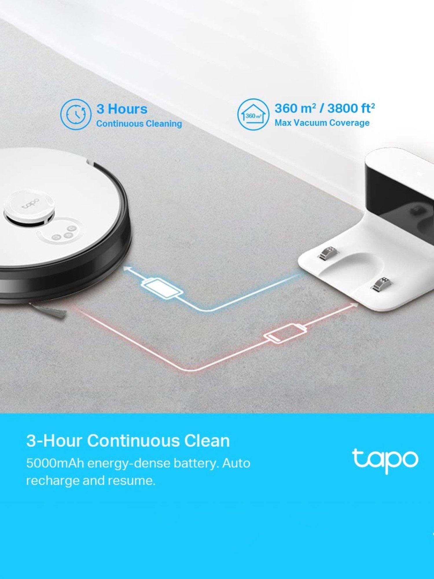 TP-LINK Tapo Rv30 Robot Vacuum Cleaner with Mop, Works with Alexa & Google, Auto-Charge (White)