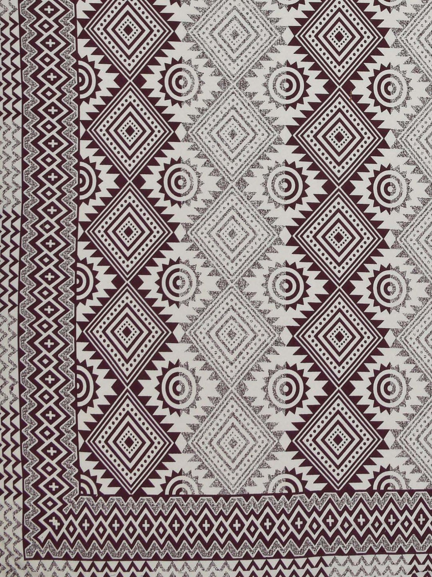 Aapno Rajasthan Thar Sand Dunes White & Maroon Cotton 140 GSM Double Bedsheet With 2 Pillow Cover