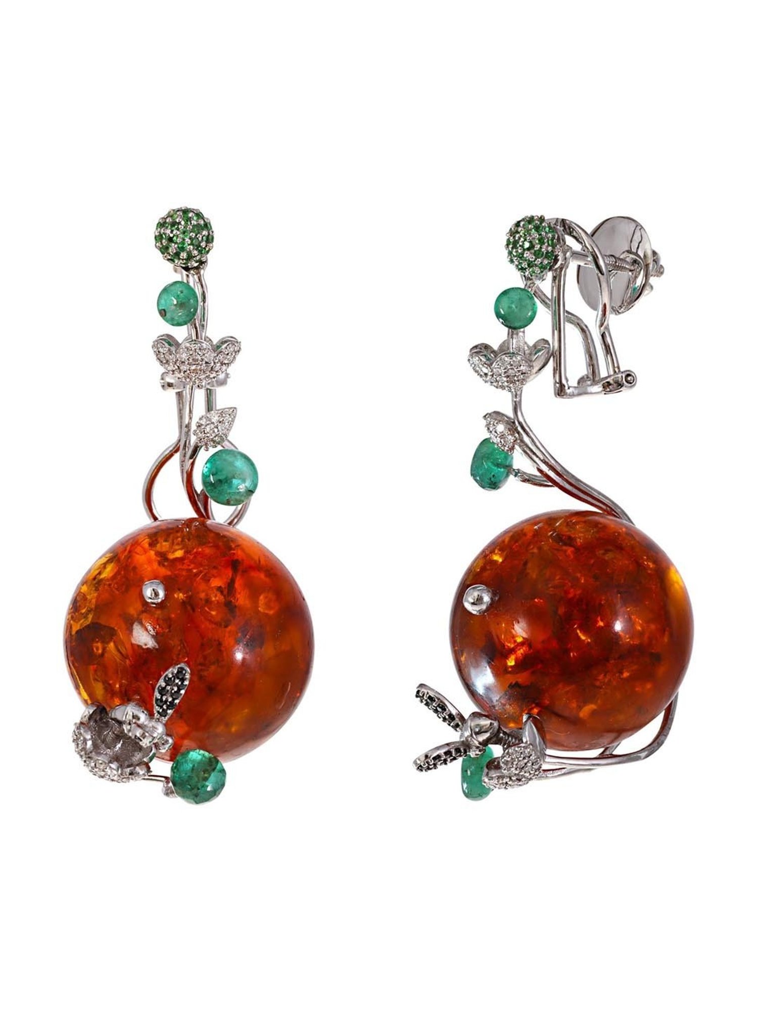 CKC 18k Gold & Diamond Earrings with White Rhodium Polish for Women