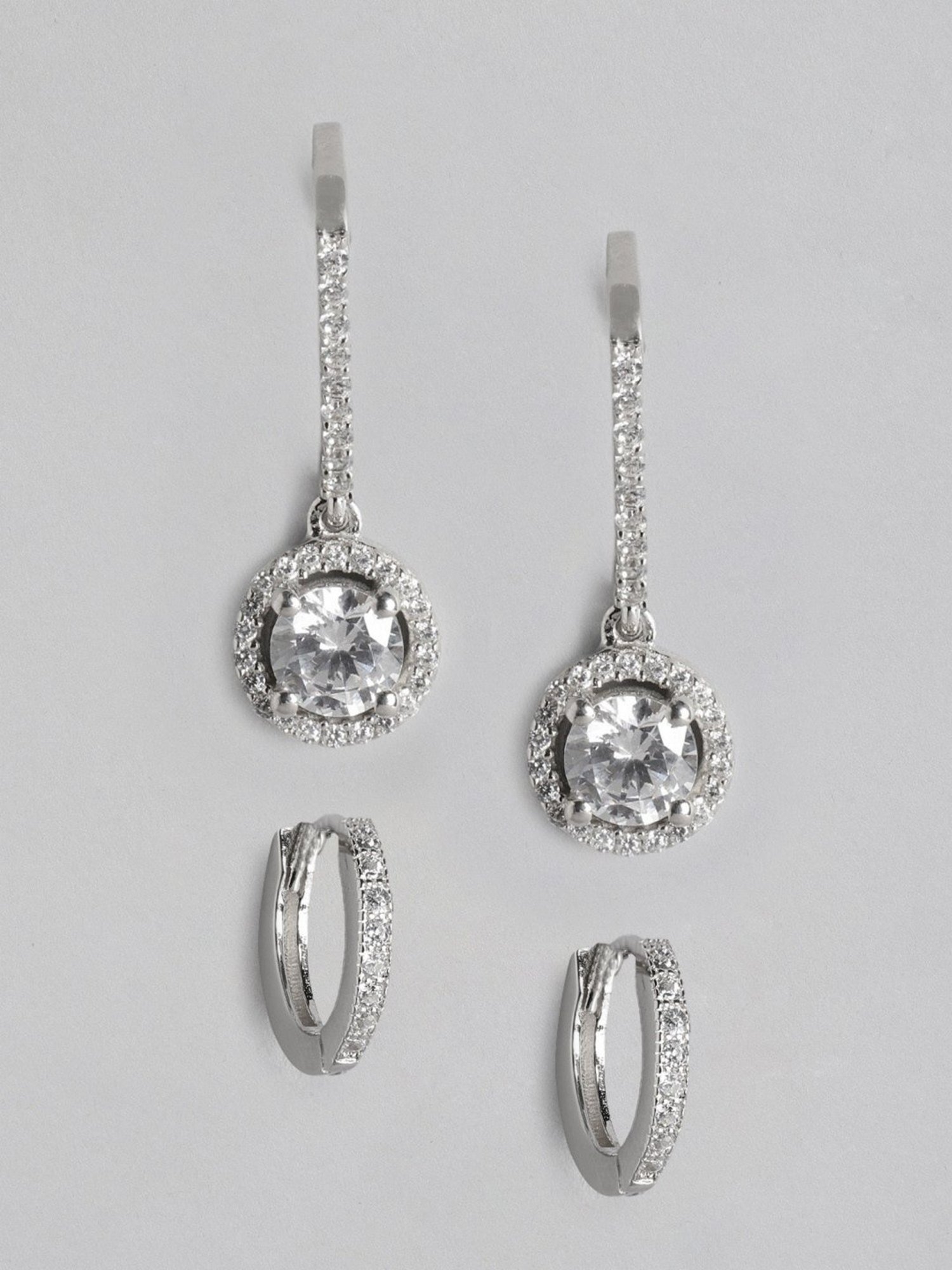 Zavya 92.5 Sterling Silver Drop & Hoop - Set of 2