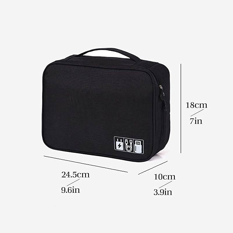 Electronics Organizer  Electronic Accessories Bag Travel Cable Organizer ThreeLayer for iPad Mini Kindle Hard Drives Cables Chargers TwoLayerBlack