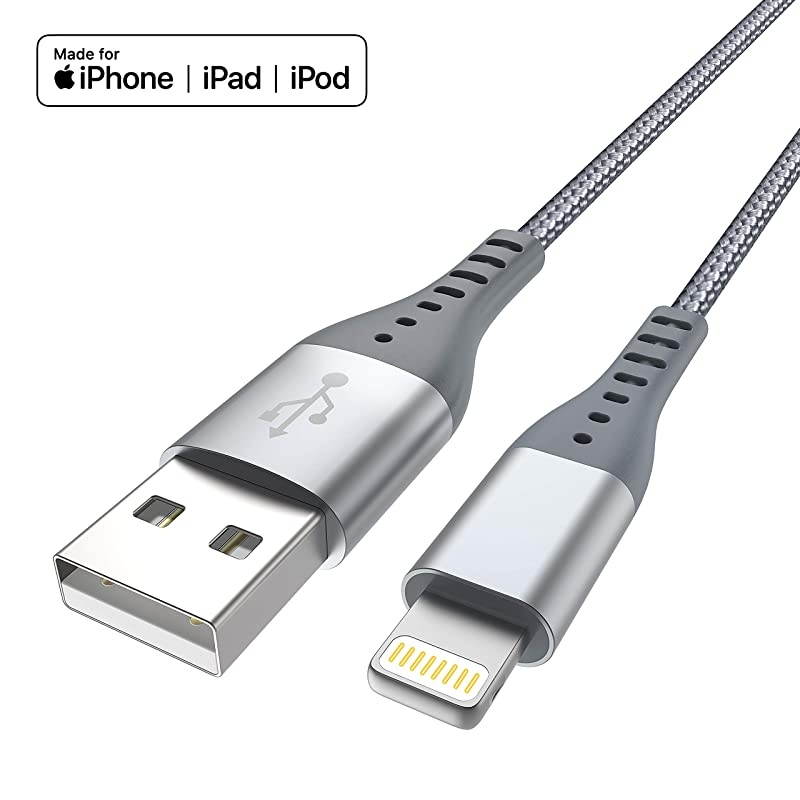 iPhone Charger Lightning Cable  4Pack10ft 6ft 6ft 3ft Apple MFi Certified Nylon Braided Long Fast USB Cord Compatible for iPhone 11Pro MAX Xs XR X 8 7 6S 6 Plus SE 5S 5C Gray