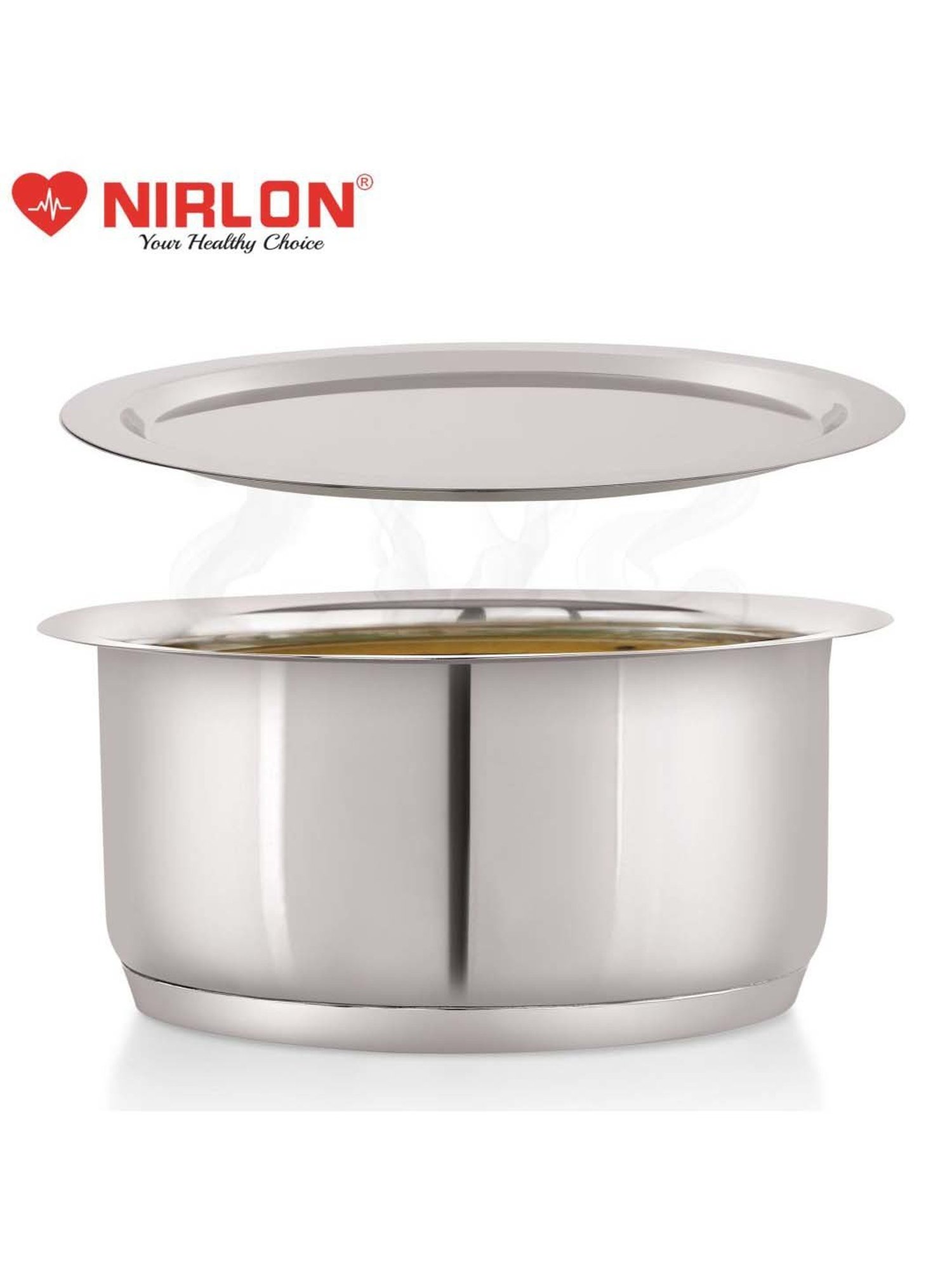 Nirlon Deluxe Silver Stainless Steel 14 cm Induction Tri-Ply Bottom Tope With Lid (1 L)