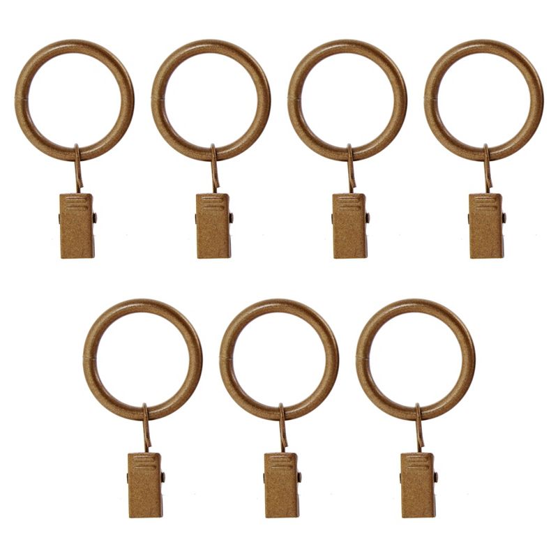 7pc Drapery Rings Brackets Antique Gold - Versailles Home Fash