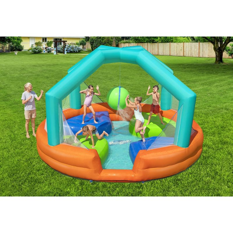H2OGO! 53384E Dodge and Drench 14.75 x 14.75 x 8.75 Foot Kids Inflatable Large Outdoor Play Bounce House Game and Water Park Toy