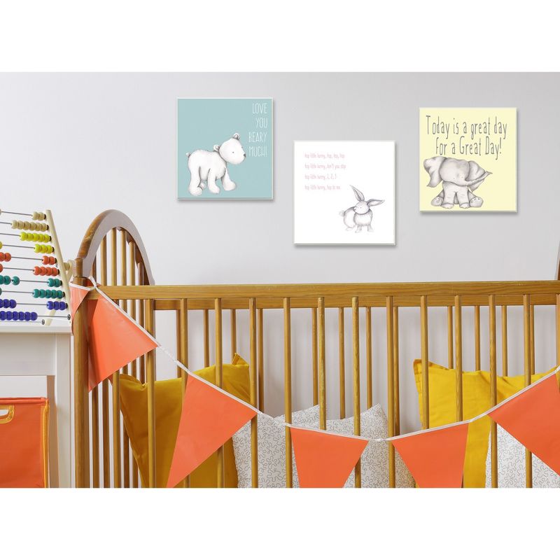 Love You Beary Much! Polar Bear Stretched Canvas Wall Art (17"x17") - Stupell Industries