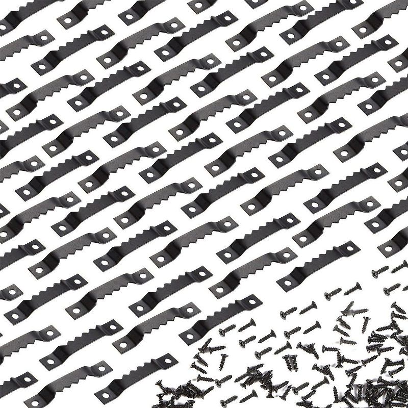 Sawtooth Picture Hangers - 200-Pack Picture Frame Hanging Kit for Decor, Wall Hanger Hook Double Hole with Screws - 1.6 Inches, Black