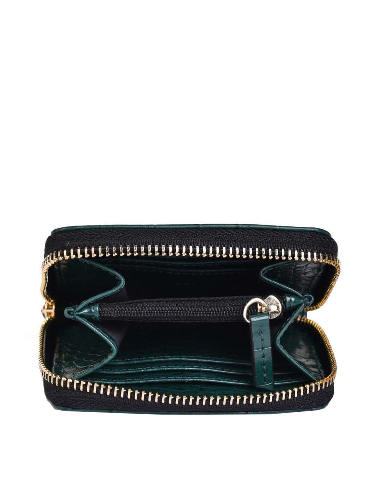 BELWABA Green Textured Zip Around Wallet for Women
