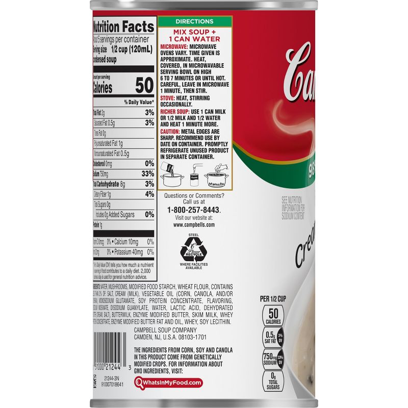 Campbell's Condensed 98% Fat Free Cream Of Mushroom Soup 22.6oz