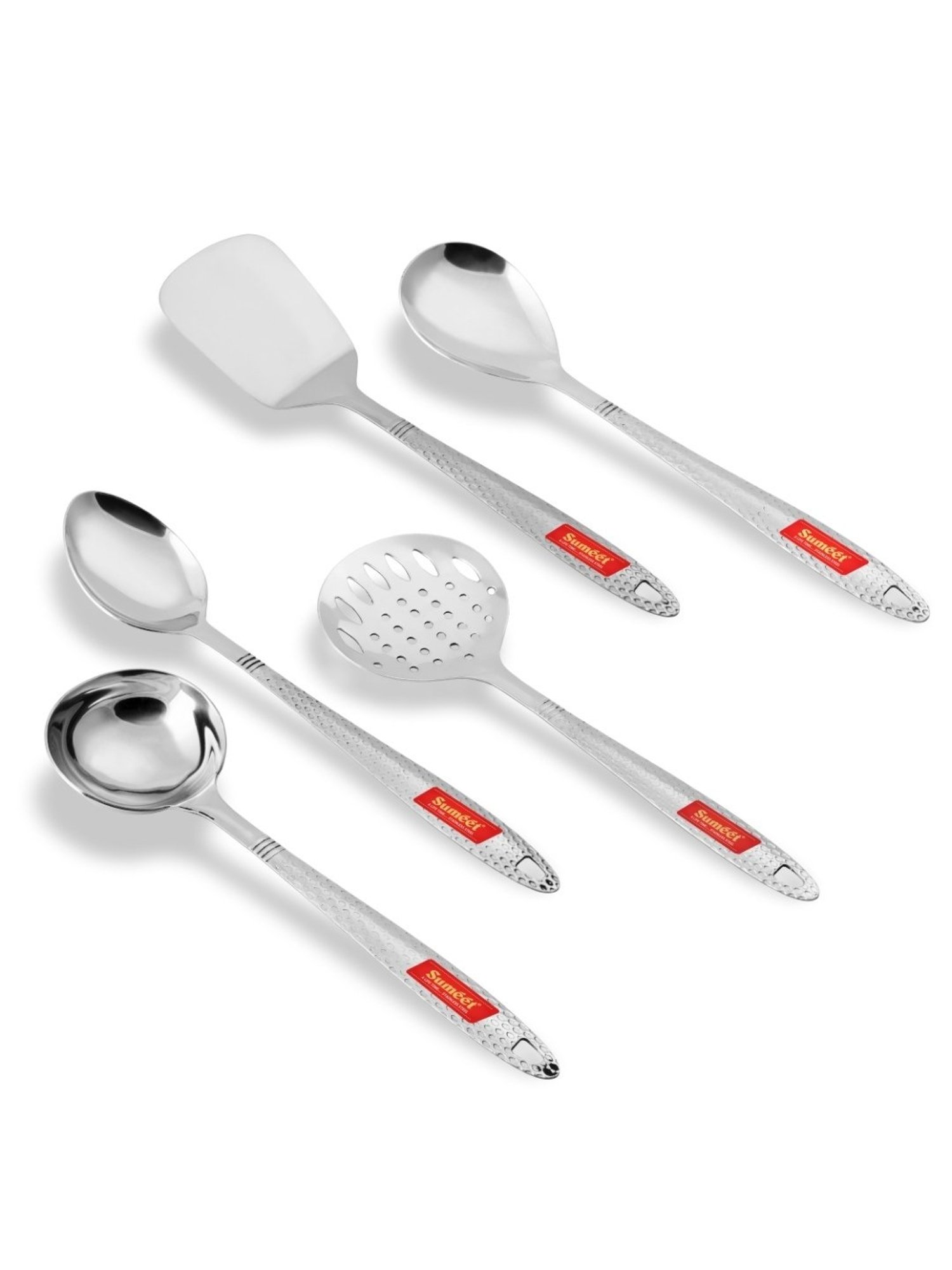 Sumeet S.S.Big Serving&Cooking Spoon Set-5pc(1 Turner,1Serving Spoon,1Skimmer,1Basting Spoon,1Ladle)