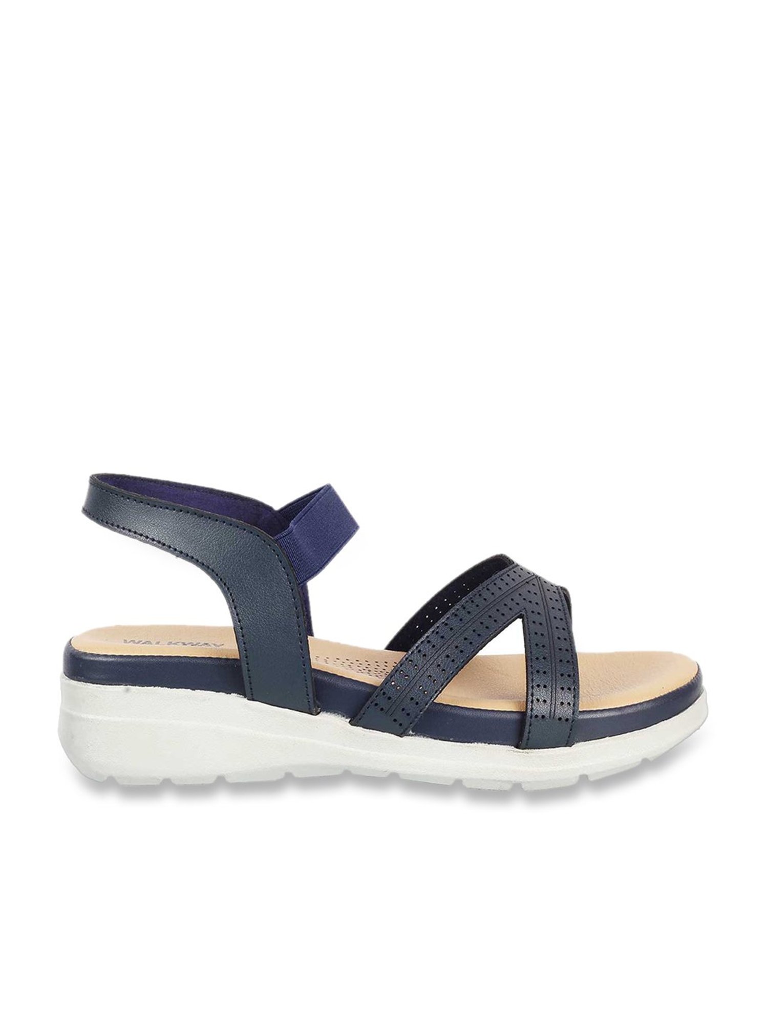 Walkway Women's Navy Cross Strap Wedges
