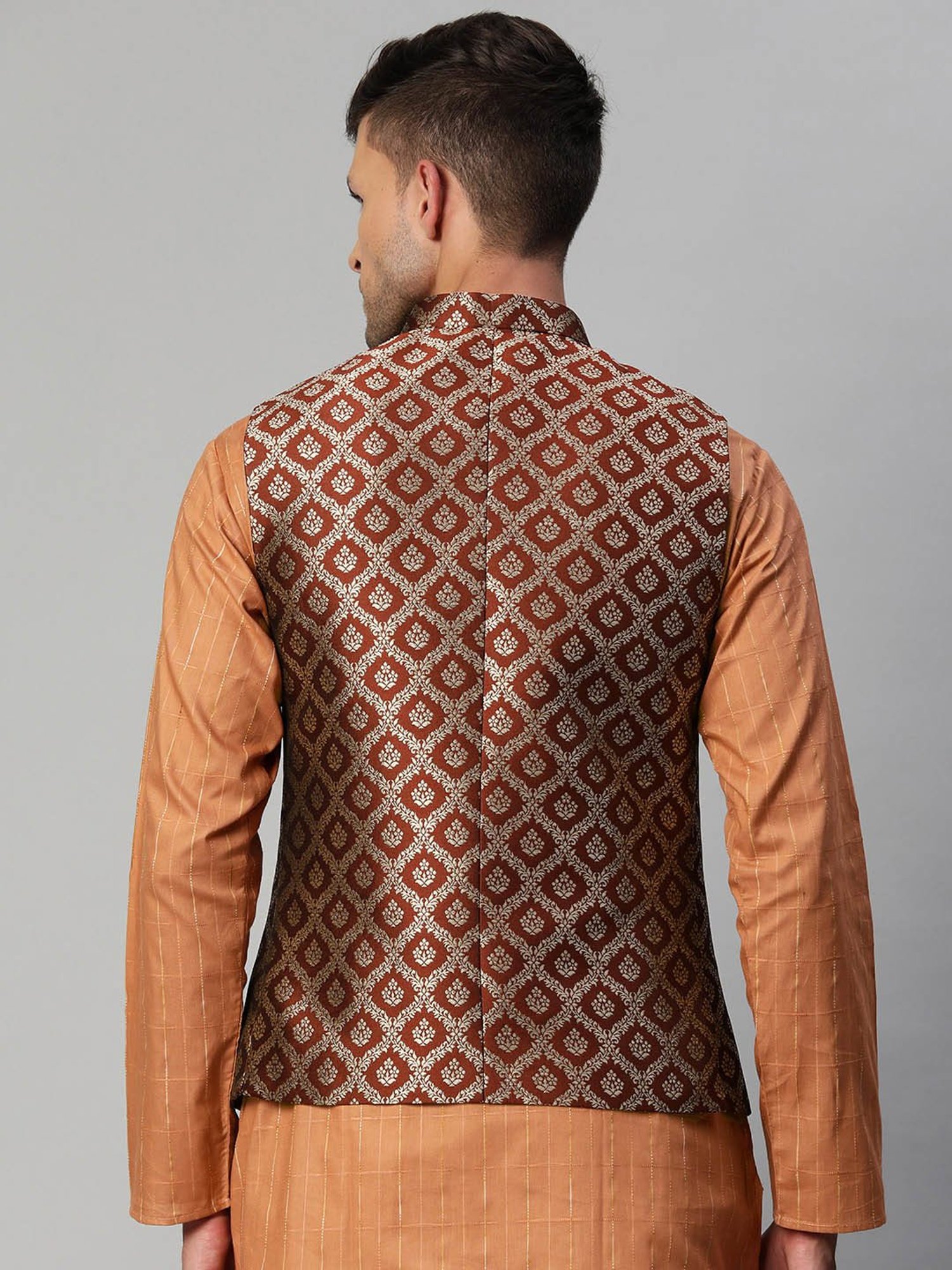 ManQ Maroon Slim Fit Nehru Jacket