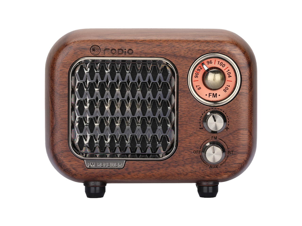 Vintage Radio Retro Bluetooth Speaker- Greadio Walnut Wooden FM Radio with Old Fashioned Classic Style, Strong Bass Enhancement, Loud Volume, Bluetooth 4.2 Wireless Connection, TF Card & MP3 Player