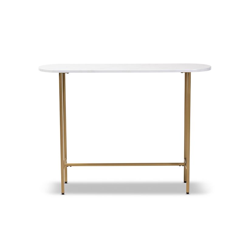 Samuel Metal Console Table with Faux Marble Tabletop Gold - Baxton Studio