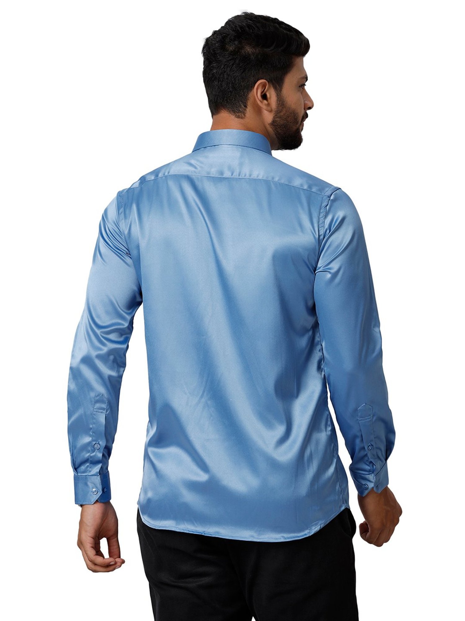 Ramraj Blue Regular Fit Full Sleeves Shirt