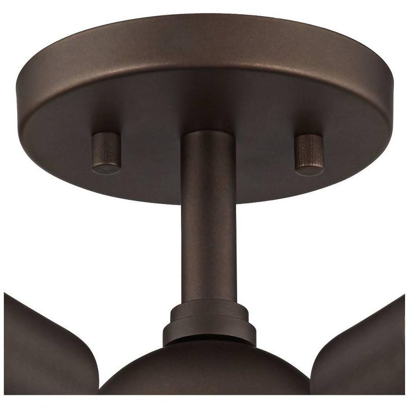 Possini Euro Design Mid Century Modern Ceiling Light Semi Flush Mount Fixture Oiled Bronze 13" Wide 6-Light LED Globe for Bedroom