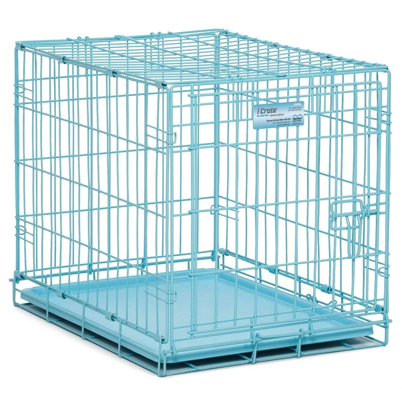 MidWest Homes for Pets 24" iCrate Single Door & Double Door Dog Crate, Blue