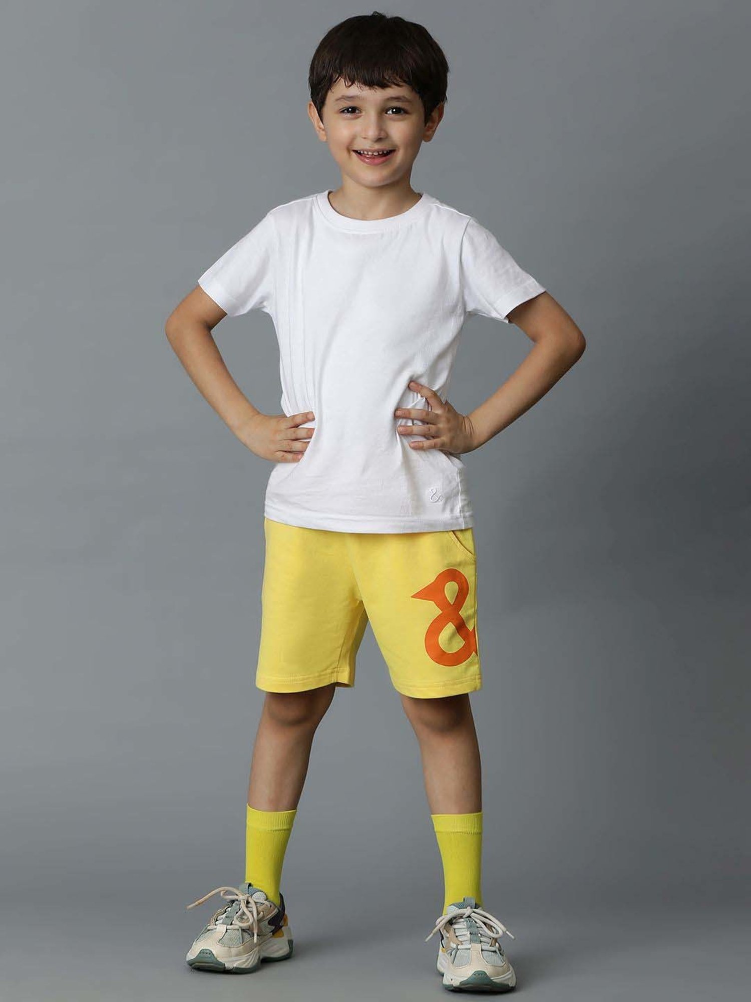Tales & Stories Kids Yellow Cotton Printed Bermuda