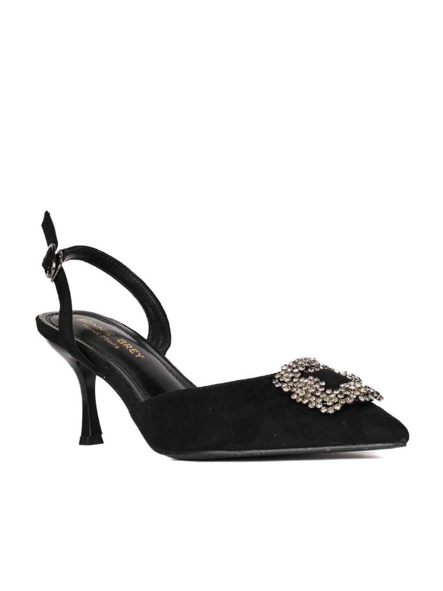 Ronnie Grey Women's Black Back Strap Stilettos