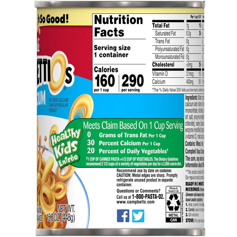 Campbell's SpaghettiOs Plus Calcium 15.8oz