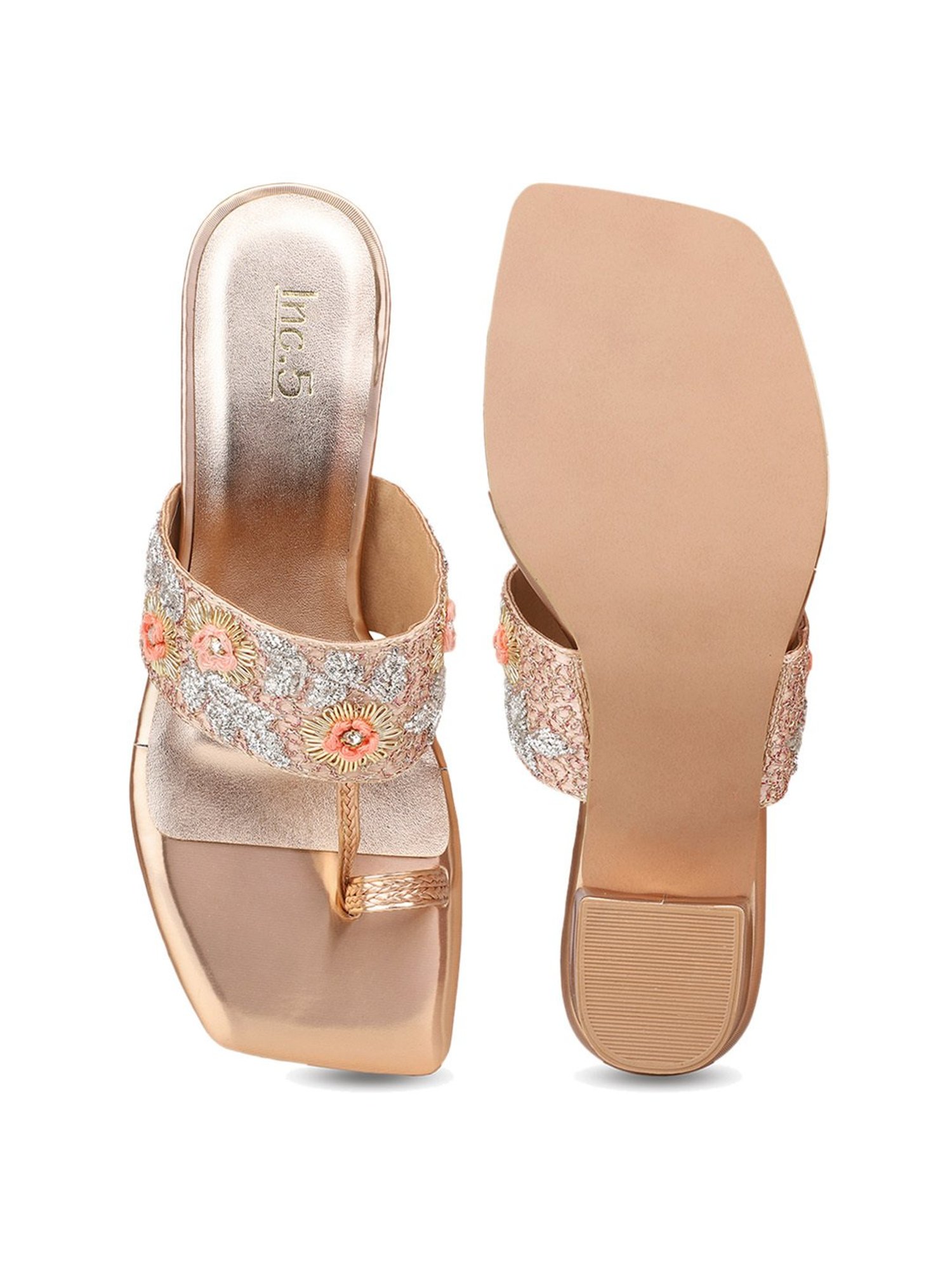 Inc.5 Women's Rose Gold Toe Ring Sandals
