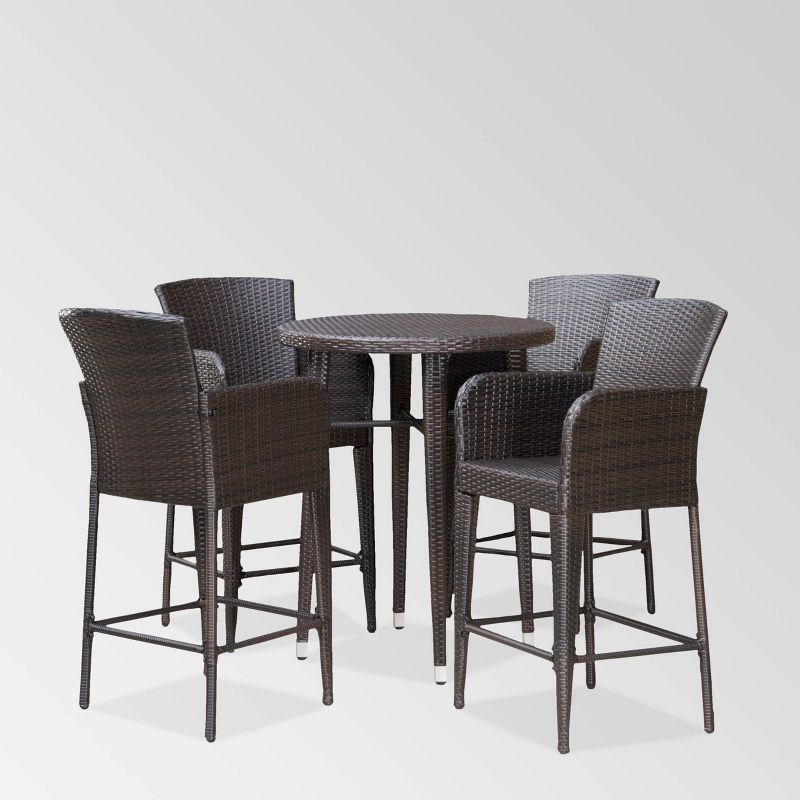 Toranto 3pc All-Weather Wicker Bar Island Set - Brown - Christopher Knight Home