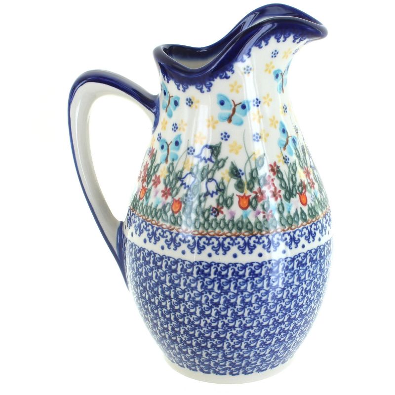 Blue Rose Polish Pottery Garden of Eden Pitcher