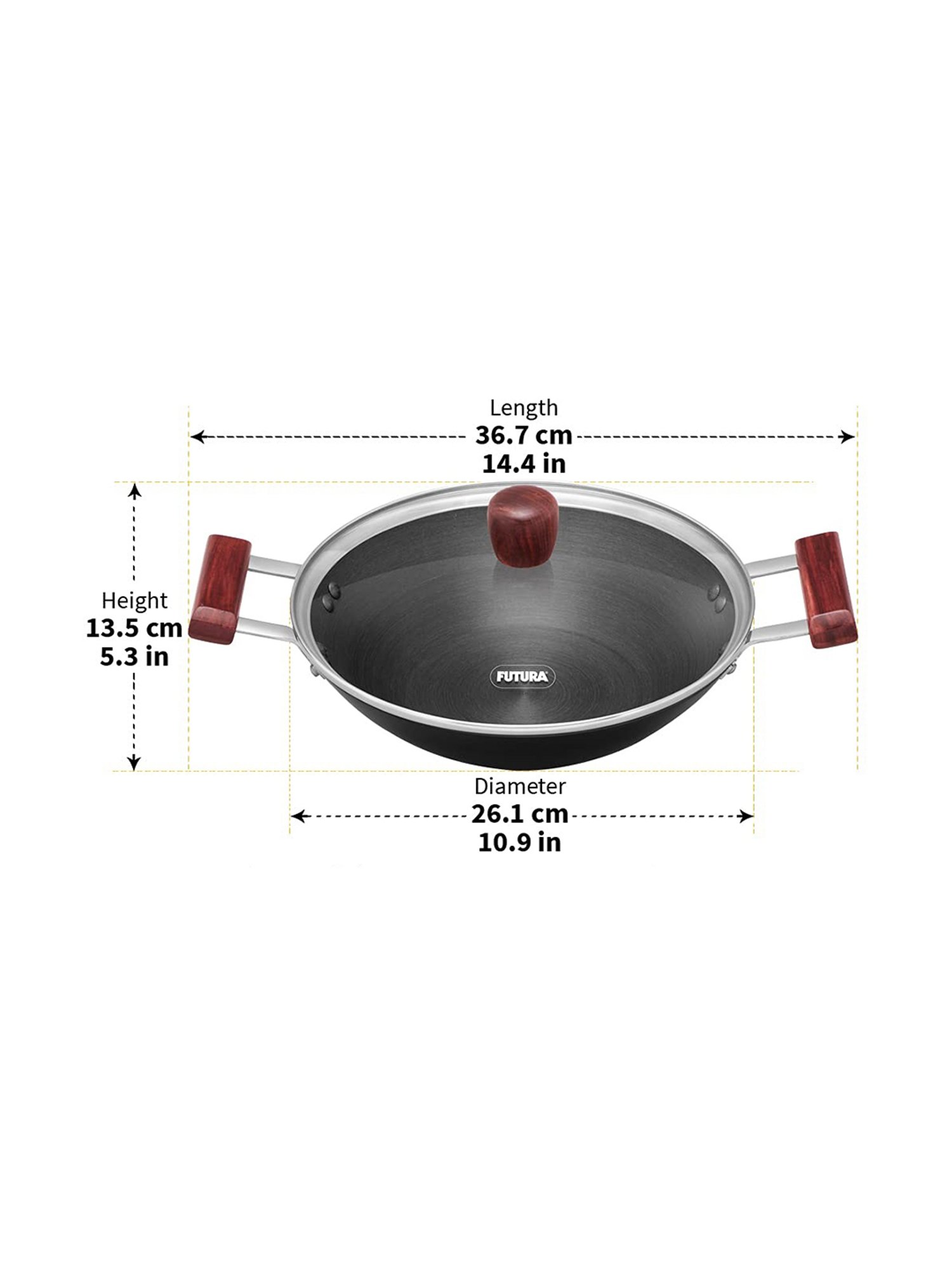 Hawkins Black Hard Anodised Deep Fry Pan with Glass Lid - 2 Litre