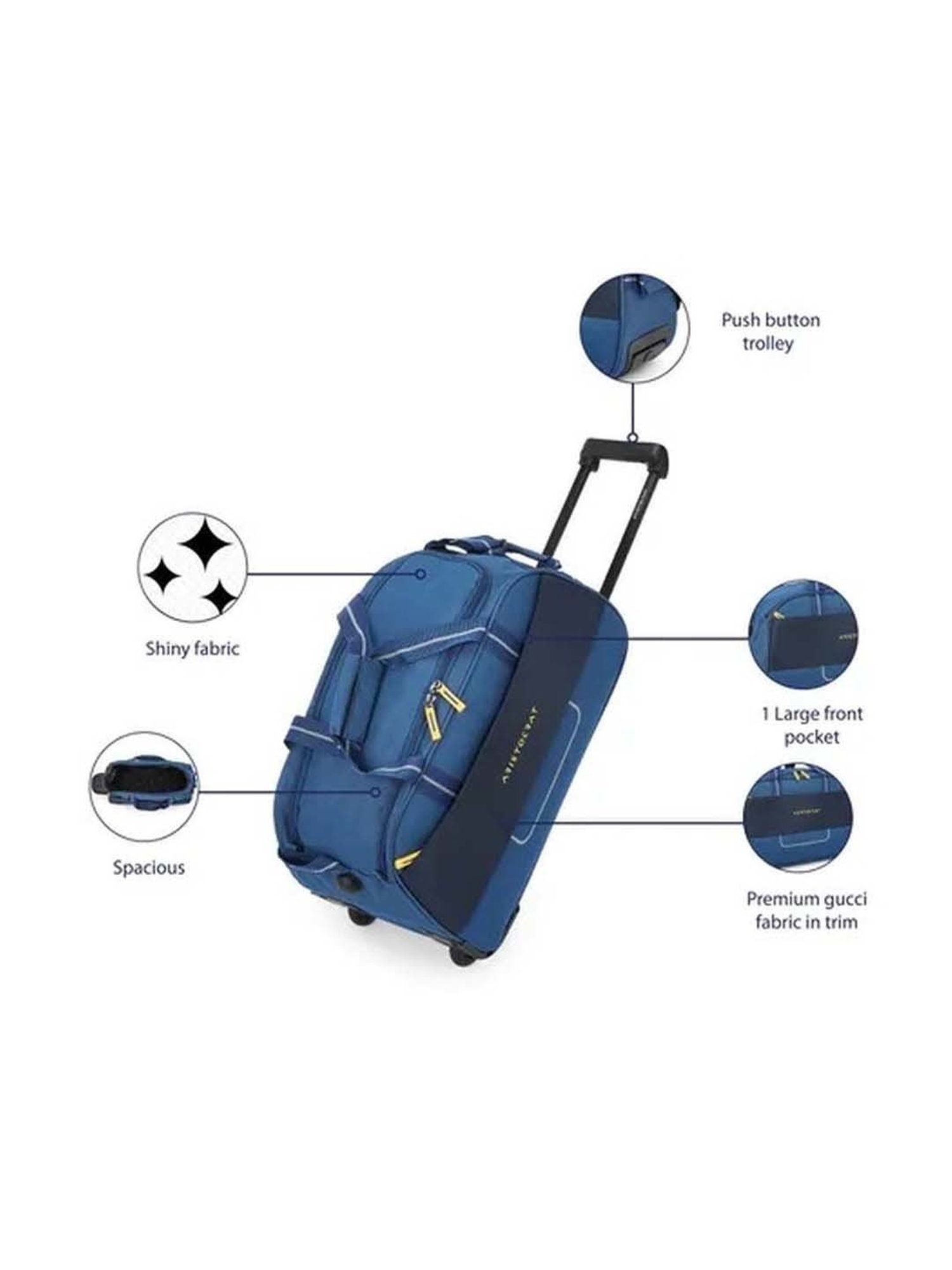 Aristocrat Delta Blue Small Duffle Trolley Bag