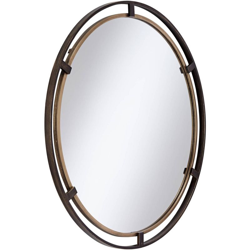 Uttermost Crest Bronze and Gold 34" Round Wall Mirror