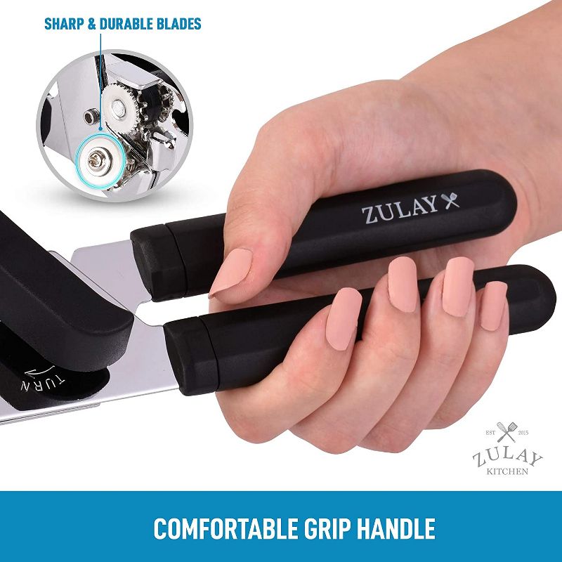 Zulay Kitchen Can Opener - Nylon Handle - Black