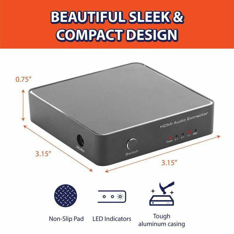 HDMI Audio Extractor Converter ARC 7.1CH Optical Toslink SPDIF 3.5mm Output 4K