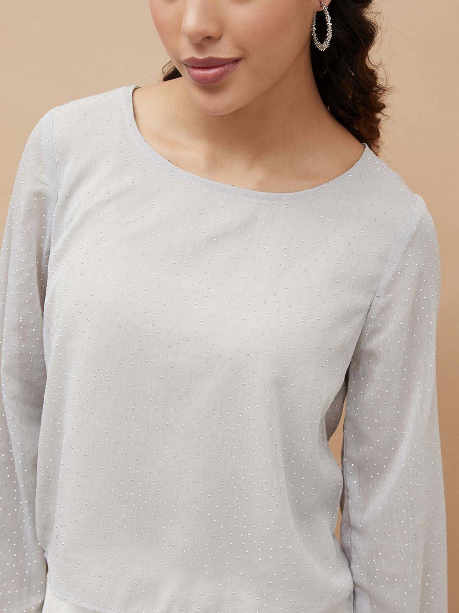 Code by Lifestyle Grey Embellished Top